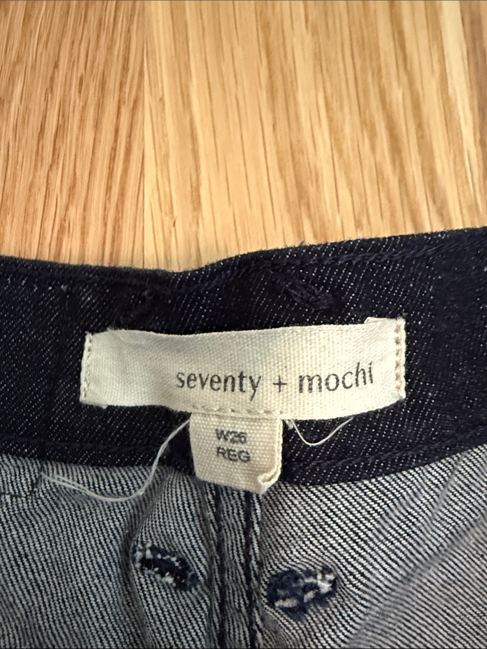 High-Rise navy denim Embroidered Wide-Leg Jeans - Picture 2 of 3